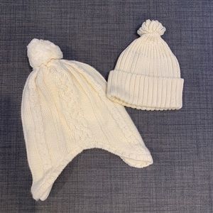 Baby Gap Cream Knit Beanie Hats (2)